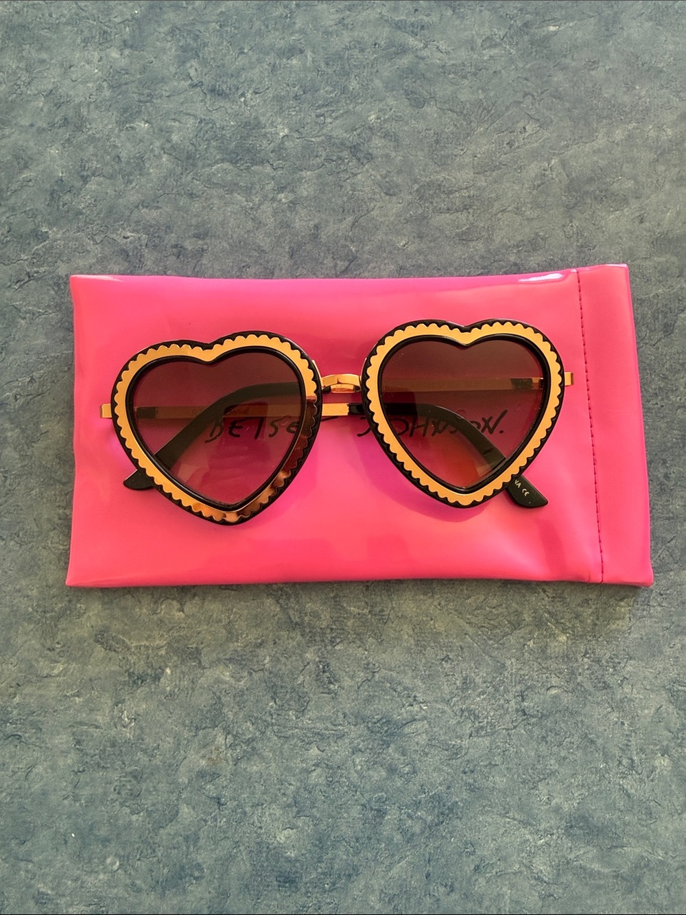 Betsey Johnson Pink and Gold Heart Sunglasses